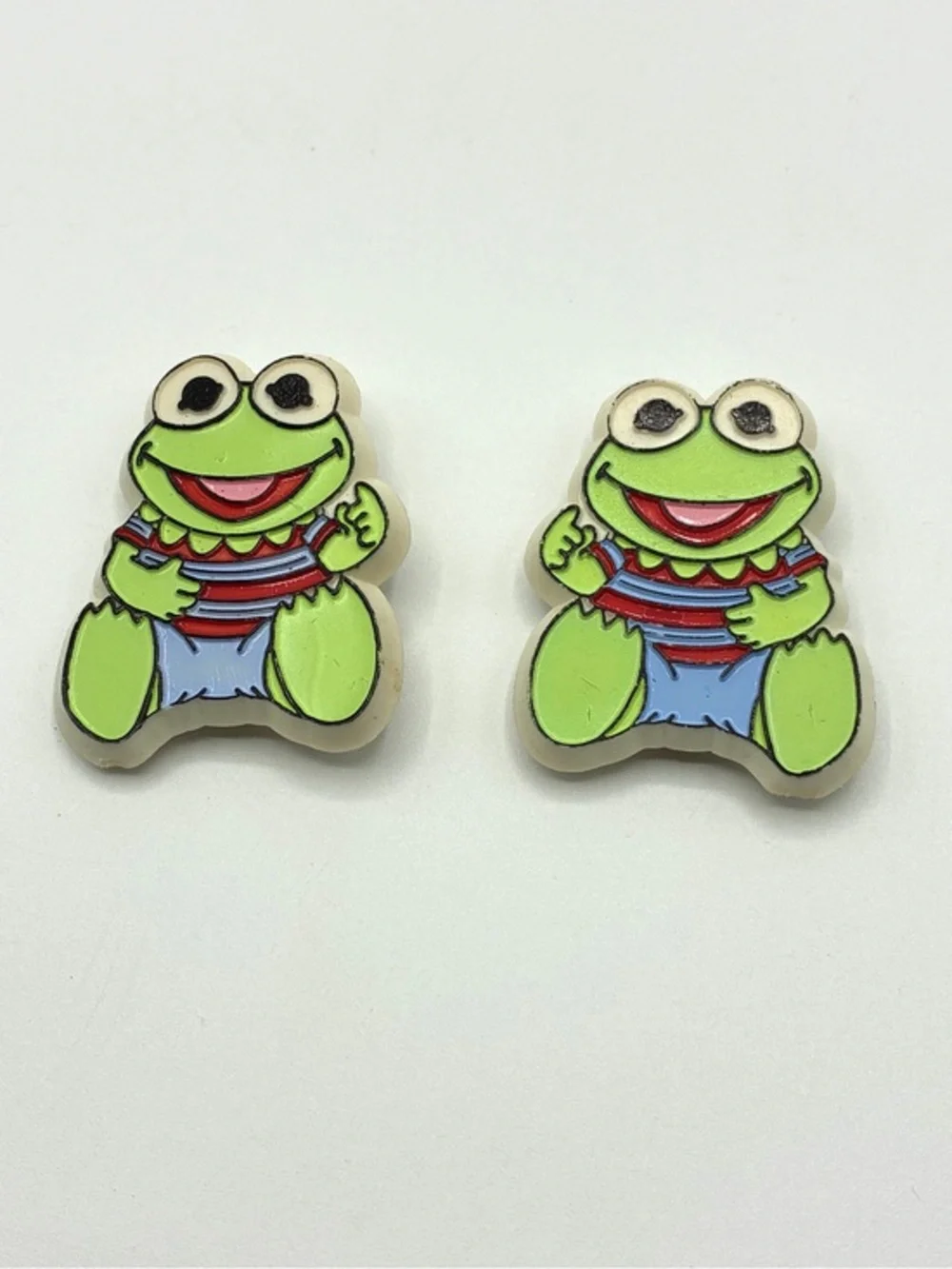 Vintage 1984 Kermit Frog Barrettes Pair Jim Henson Muppet Babies